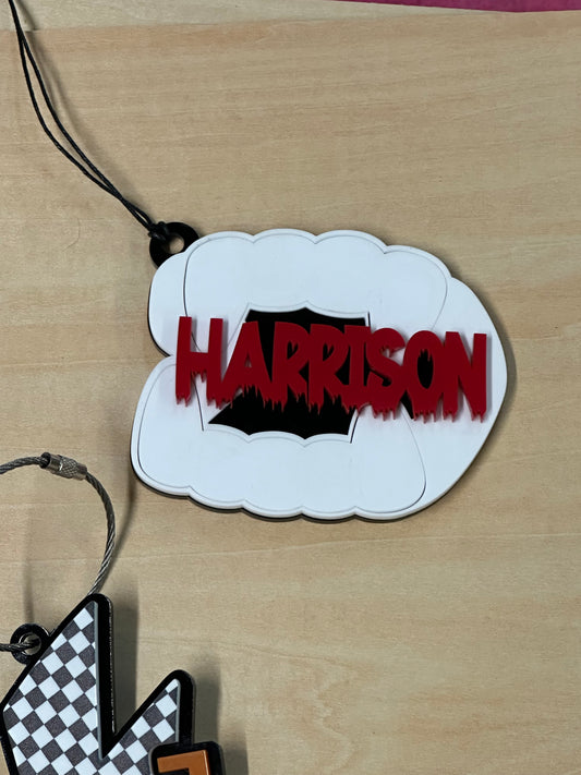 Vampire teeth Halloween bag tag