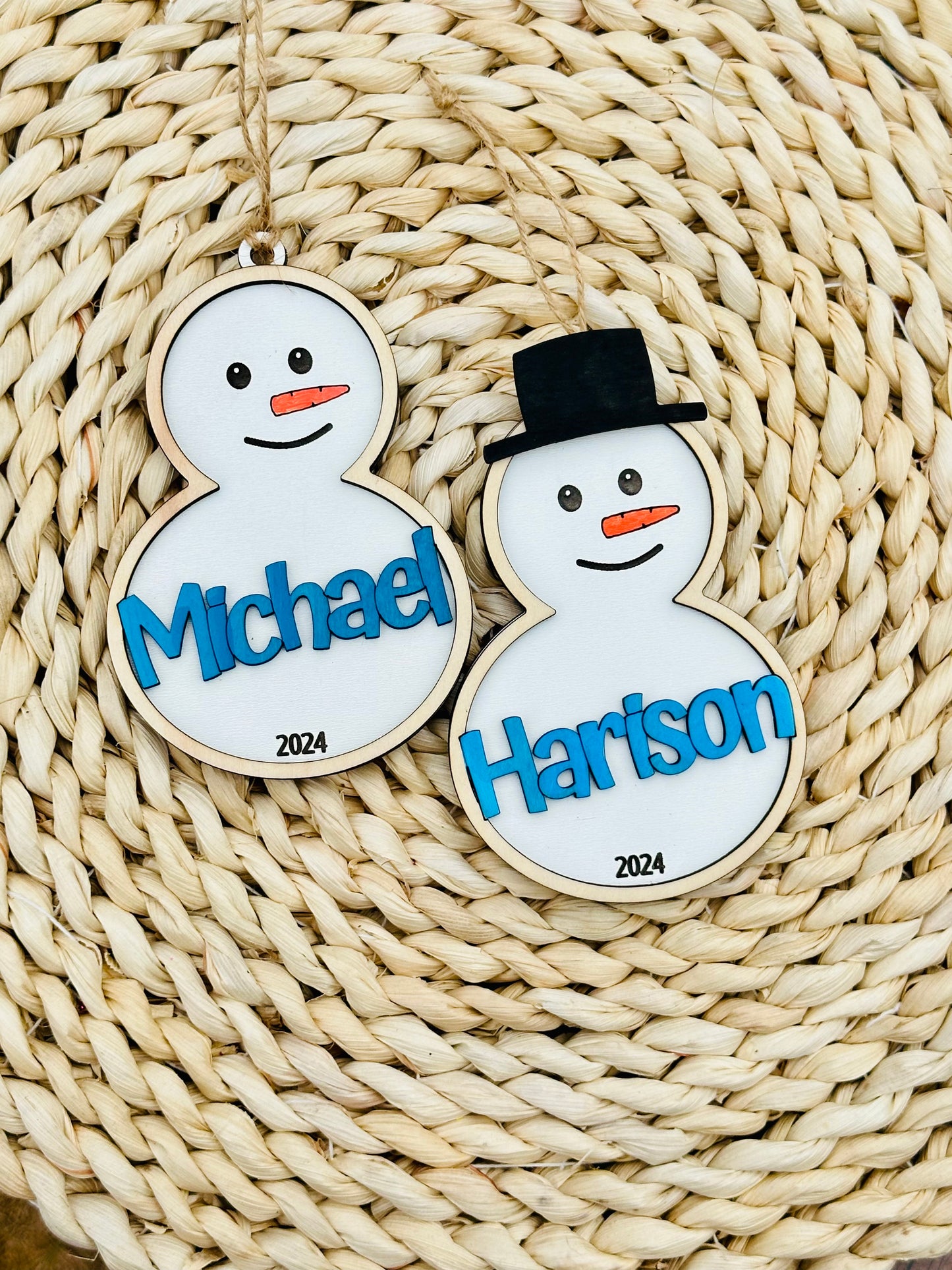 Snowman name ornaments