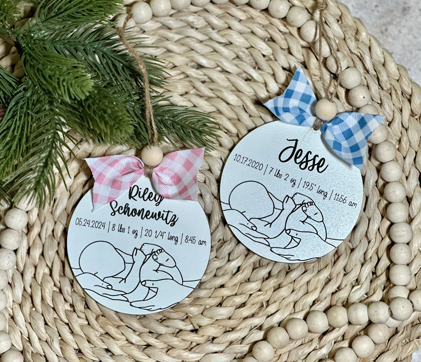 New baby line art ornament