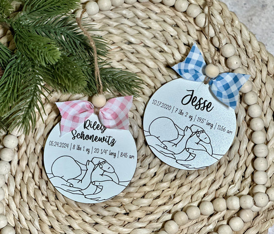 New baby line art ornament