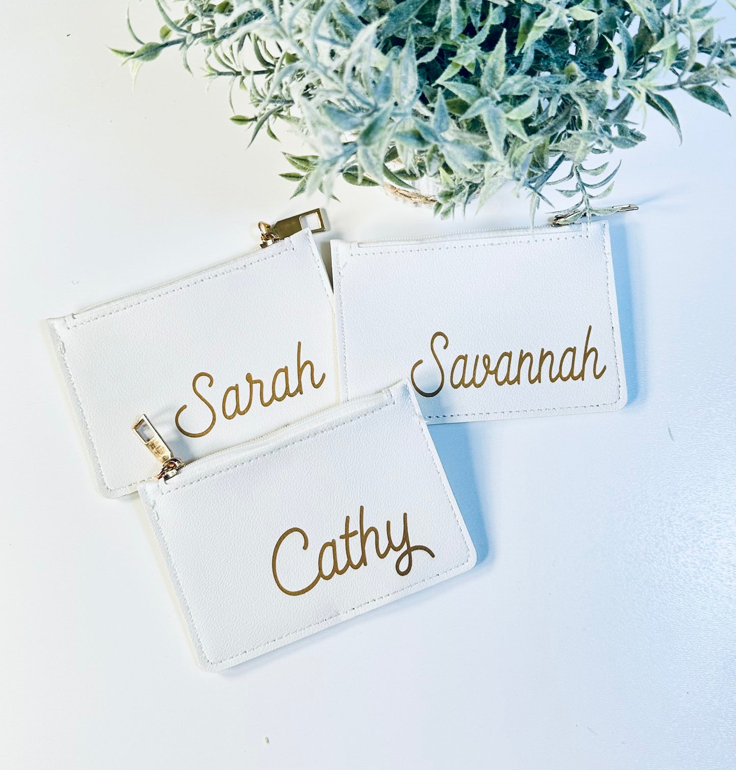 Slim White Faux leather card holder/coin purse