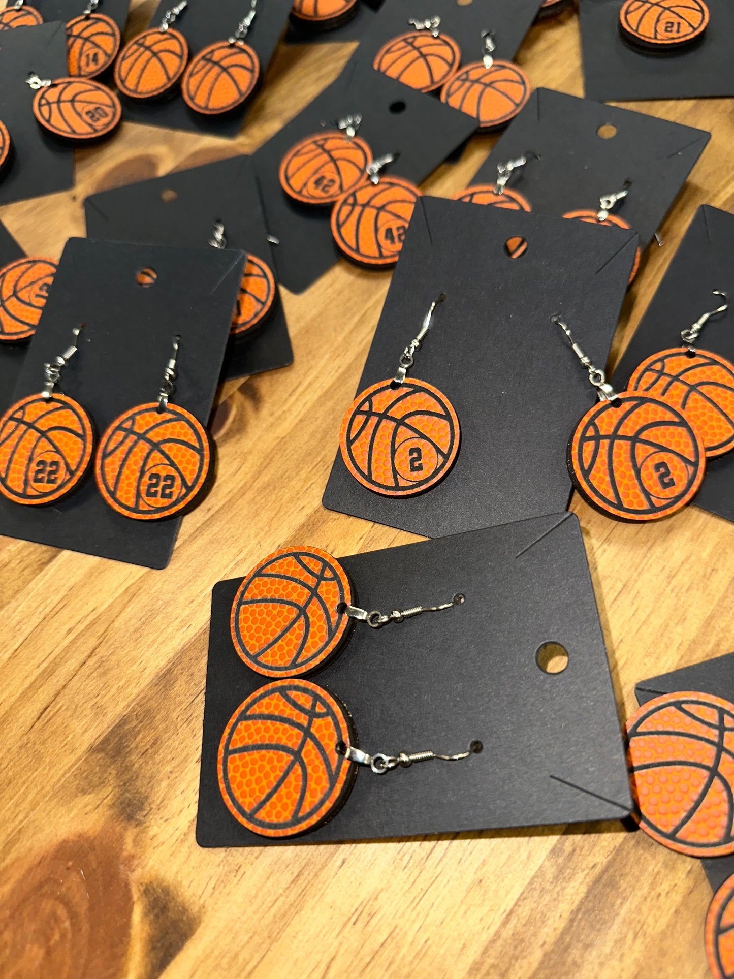 Basketball leather dangle earrings