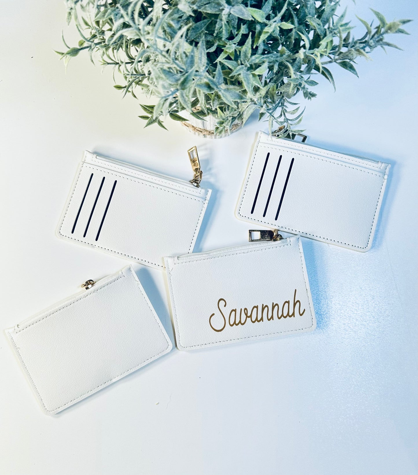 Slim White Faux leather card holder/coin purse