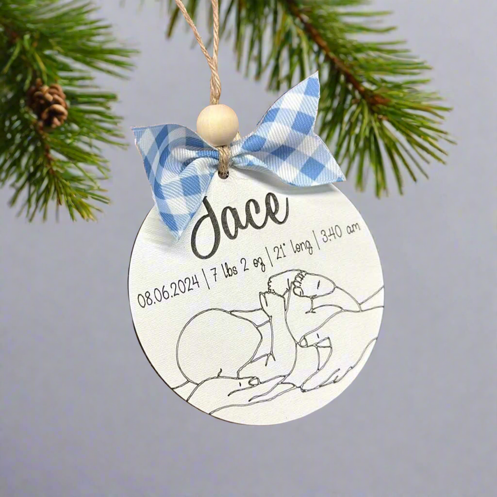 New baby line art ornament