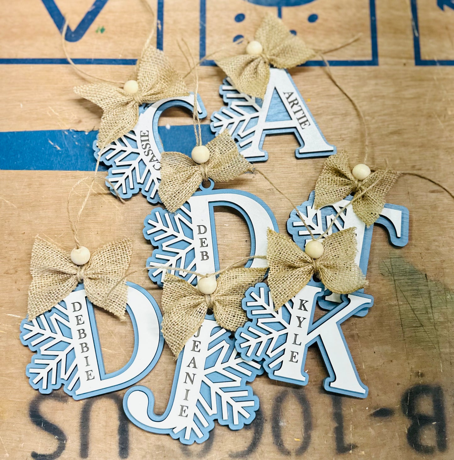 Snowflake initial ornament