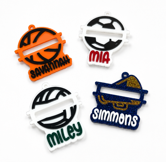 Sport hair tie bag tags