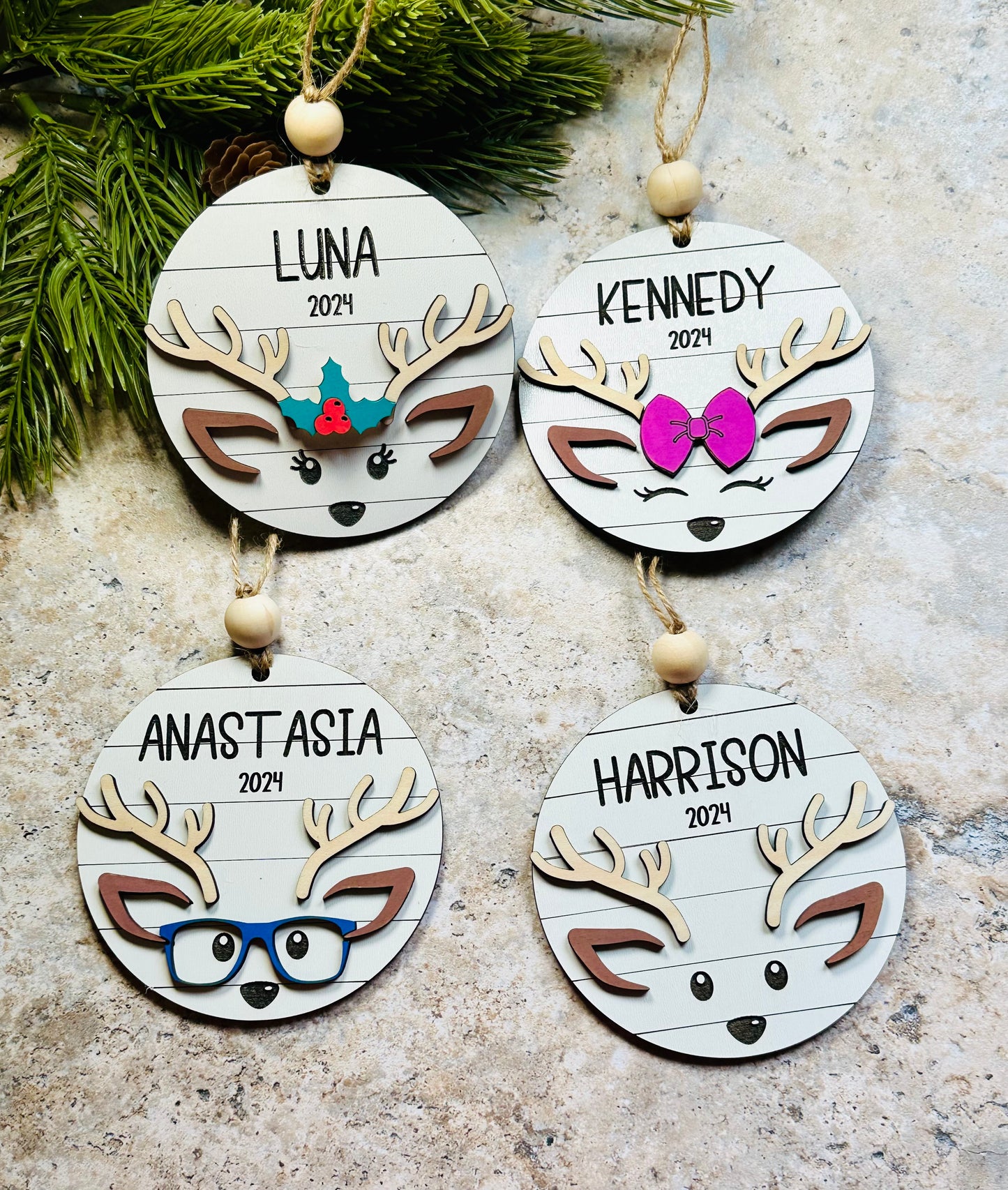 Little reindeer personalized ornaments