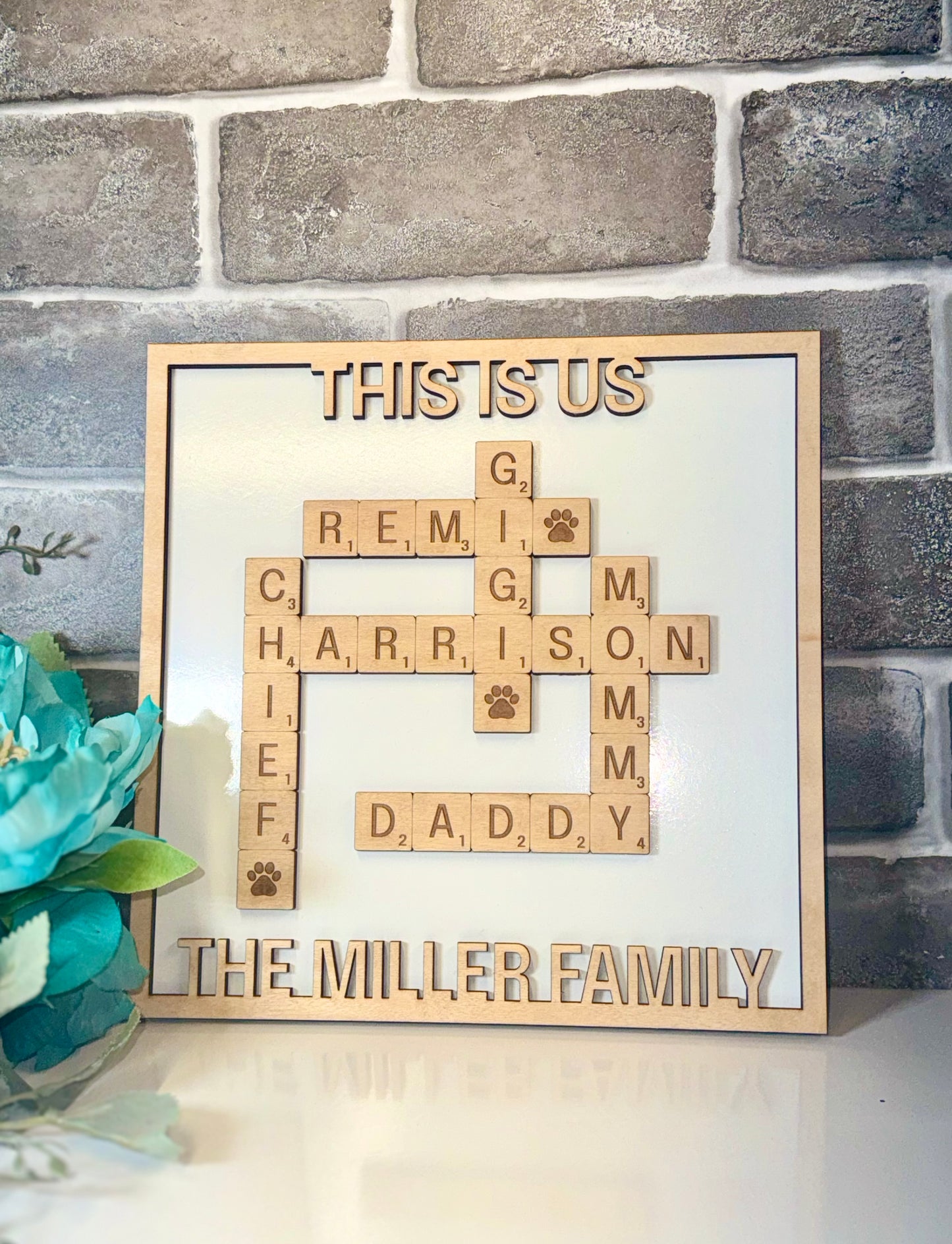 Family crossword puzzle  plaque 10x10