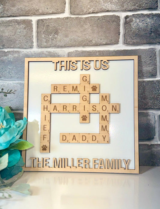 Family crossword puzzle  plaque 10x10