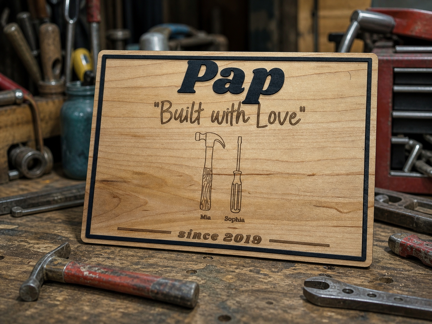 Father’s Day fishing lures & garage tool plaques