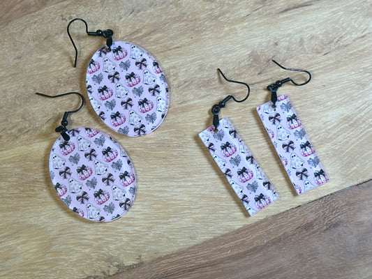 Halloween coquette bow dangle earrings