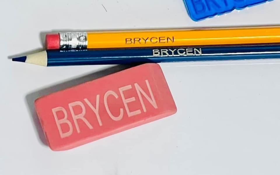 Personalized engraved pink erasers