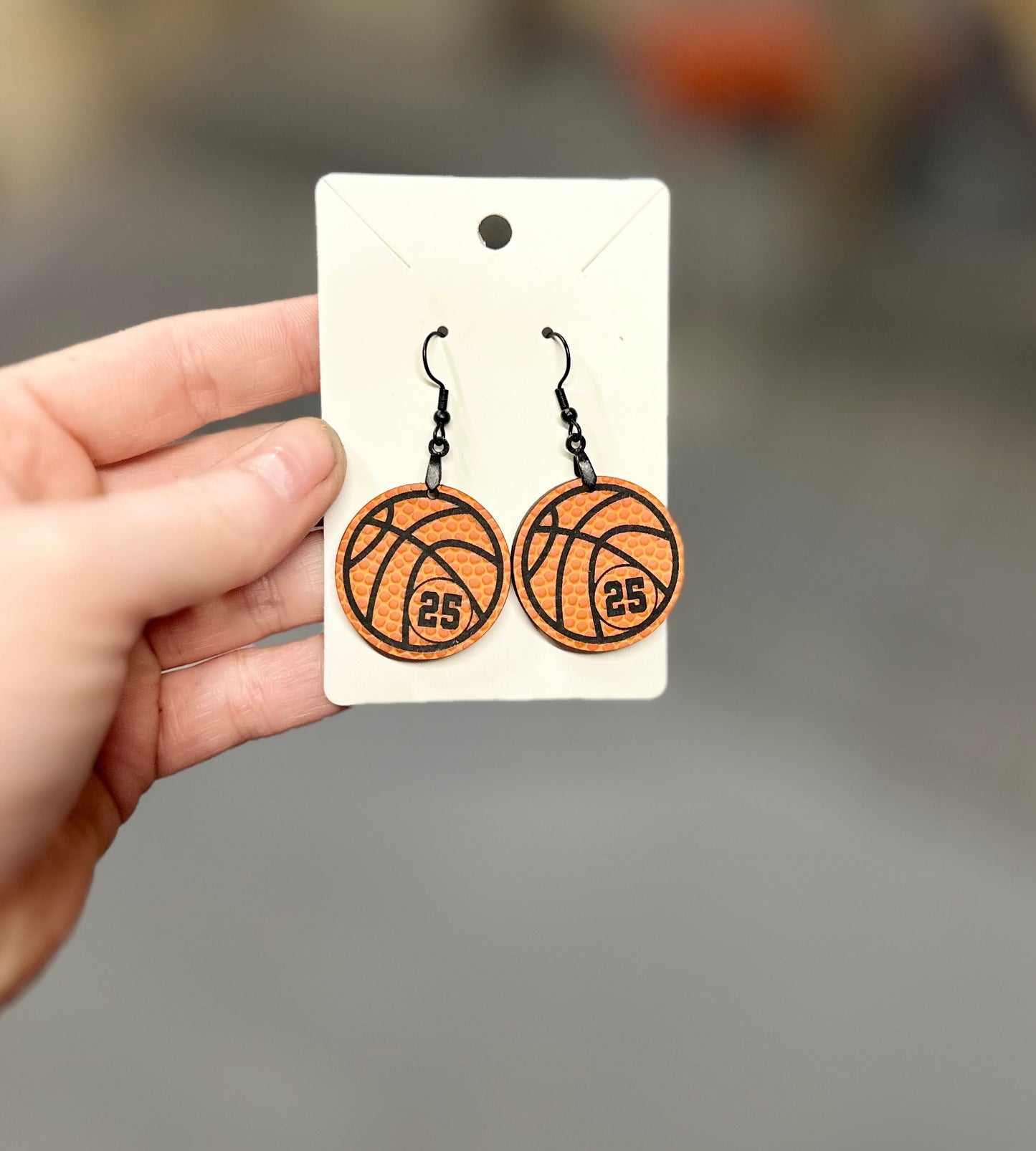 Basketball leather dangle earrings