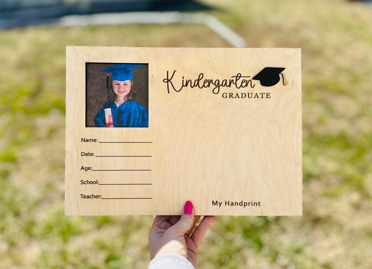 Kindergarten/preschool handprint photo frame