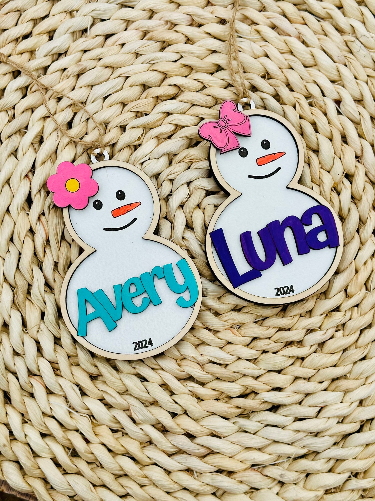 Snowman name ornaments