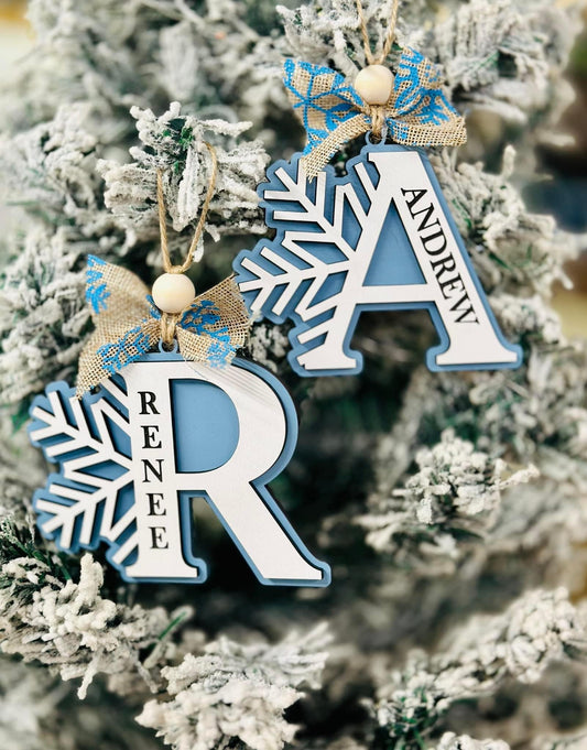 Snowflake initial ornament