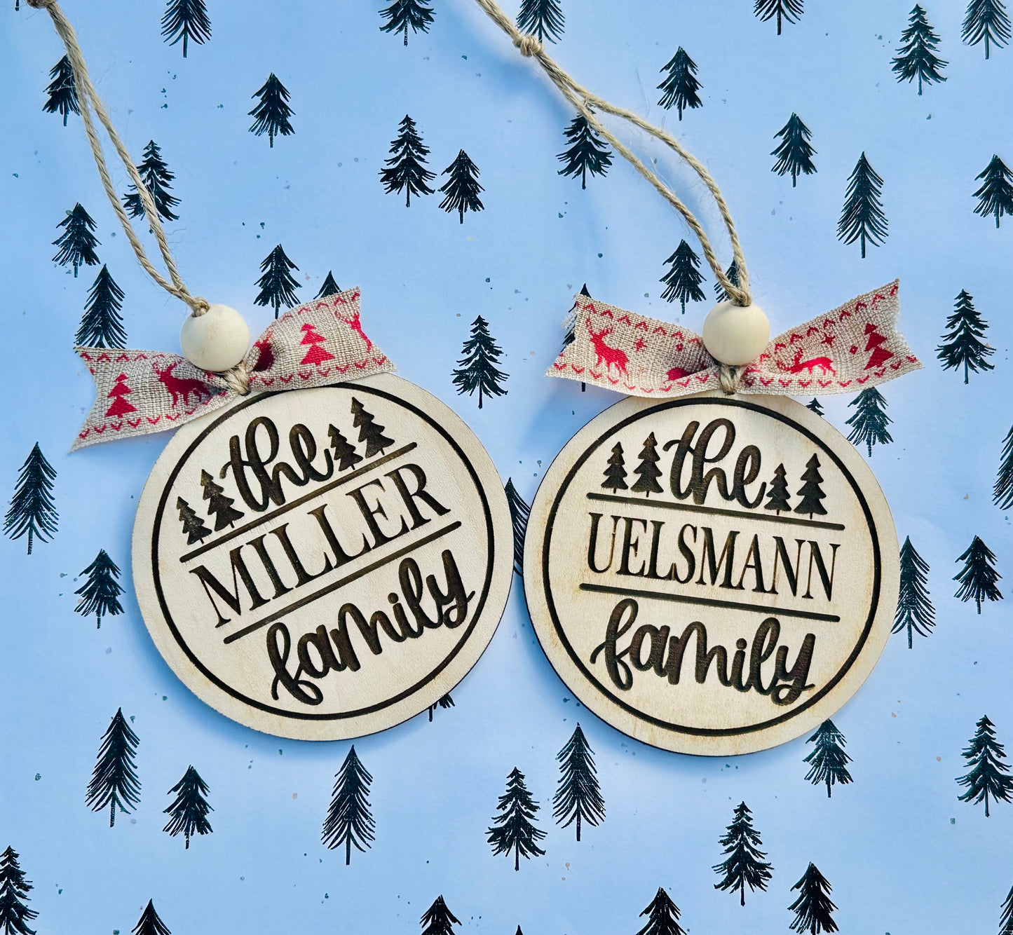 Family last name round ornament