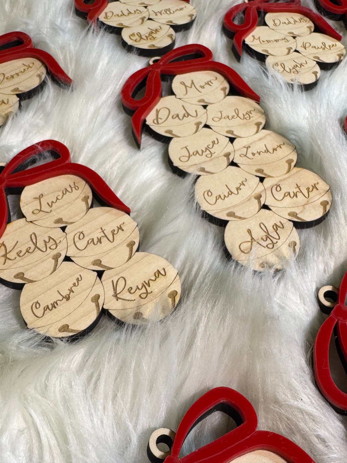 Jingle bells family ornaments