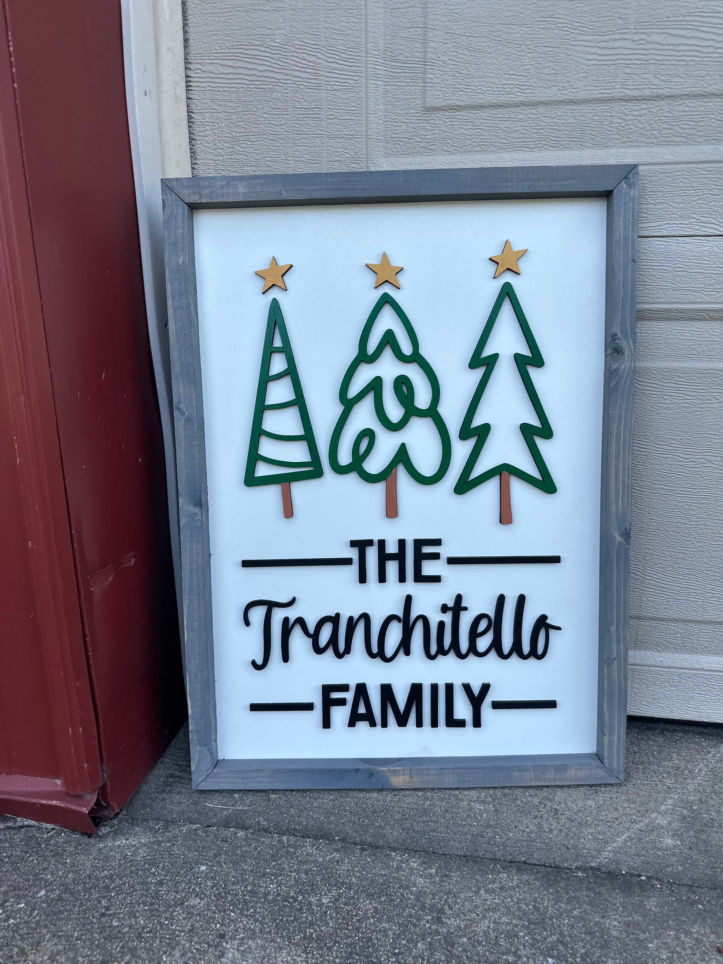 Minimalist Christmas trees Personalized Family Name plaque