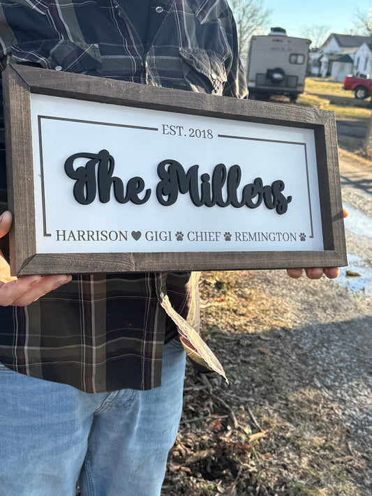 Family established and last name personalized framed plaque