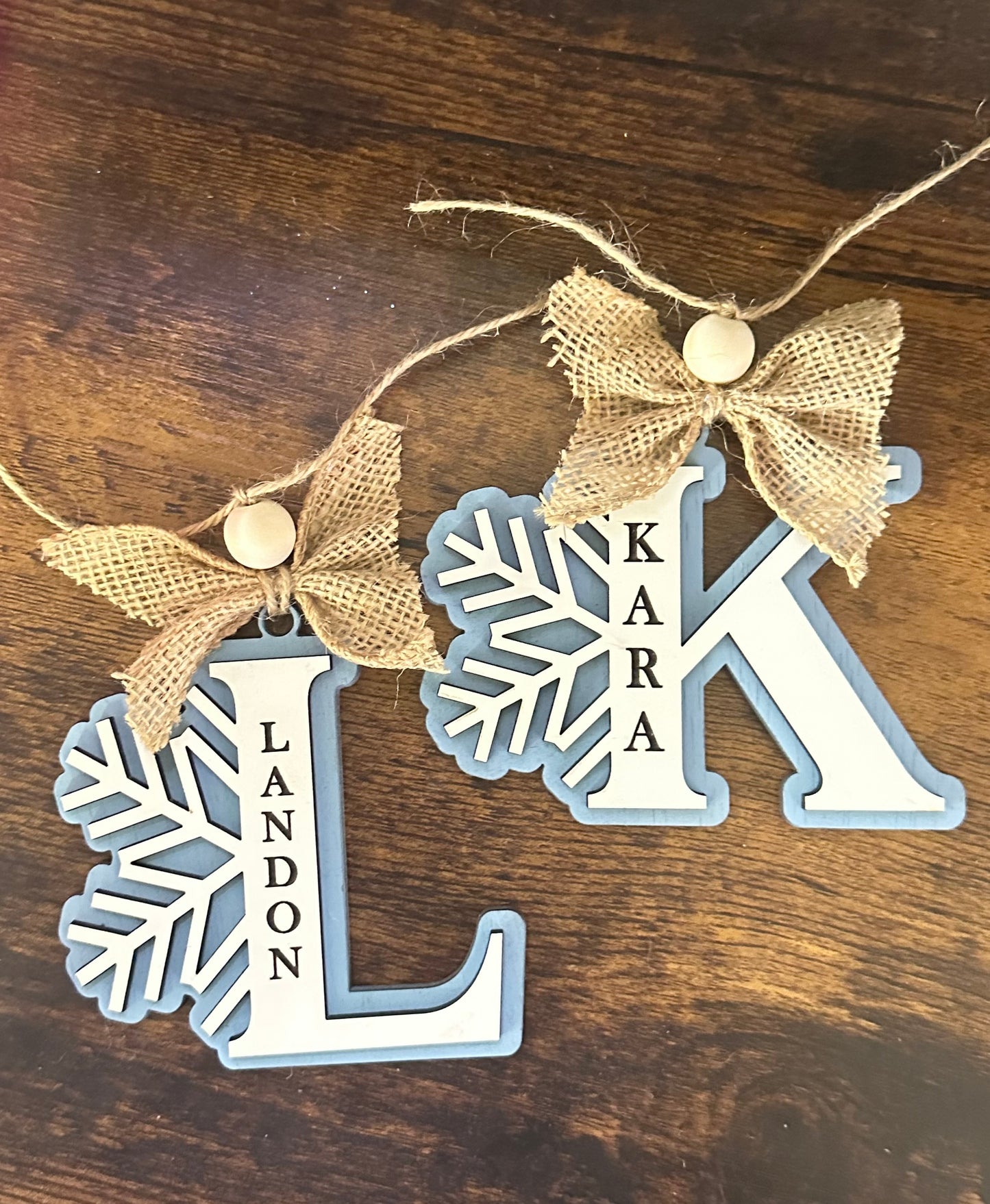 Snowflake initial ornament