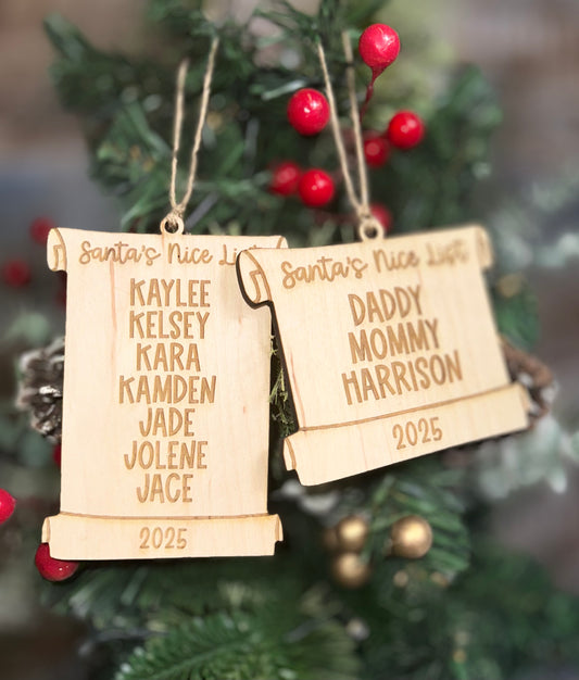 Santa’s scroll ornament