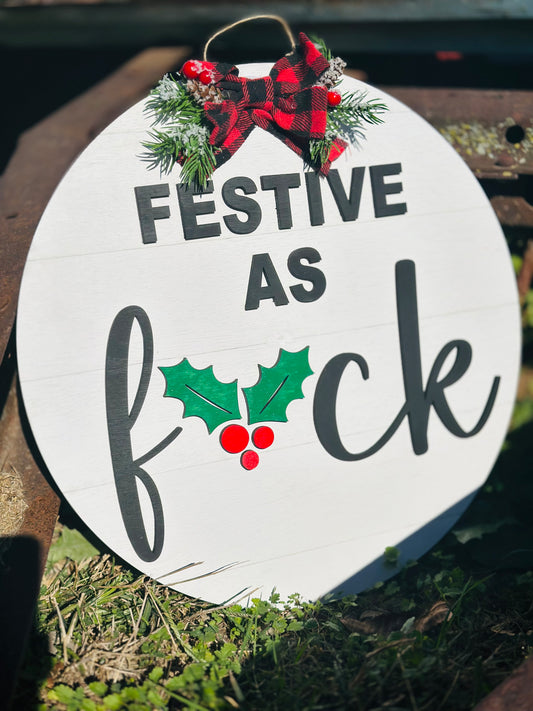 Festive as F*ck door hanger