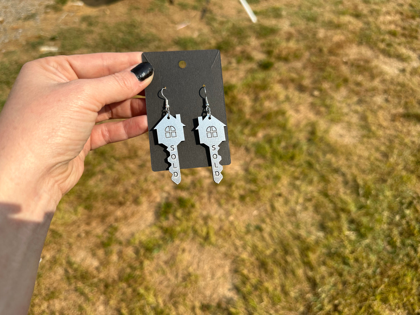 Sold realtor home key earrings