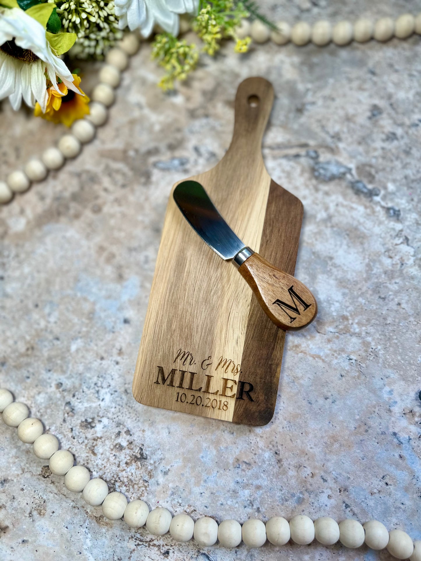 Mini Charcuterie board with cheese knife gift set