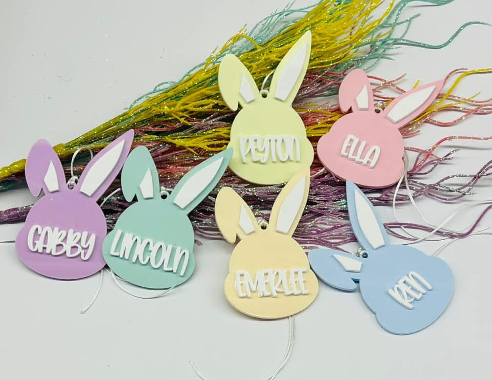 Acrylic Easter bunny basket tags