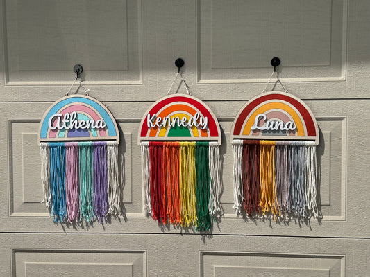 Rainbow Macrame Bow Holder