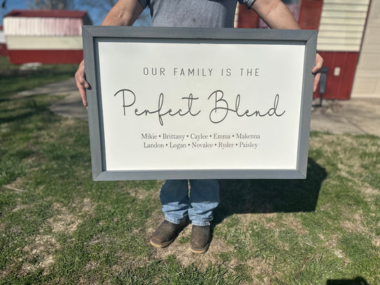 Our Family is the perfect blend Large 36”x34”