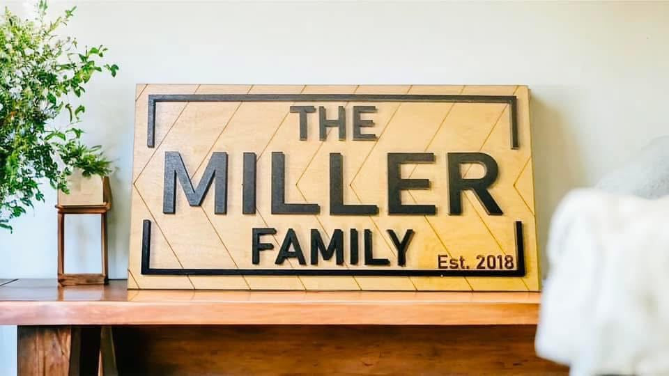 Herringbone family plaque