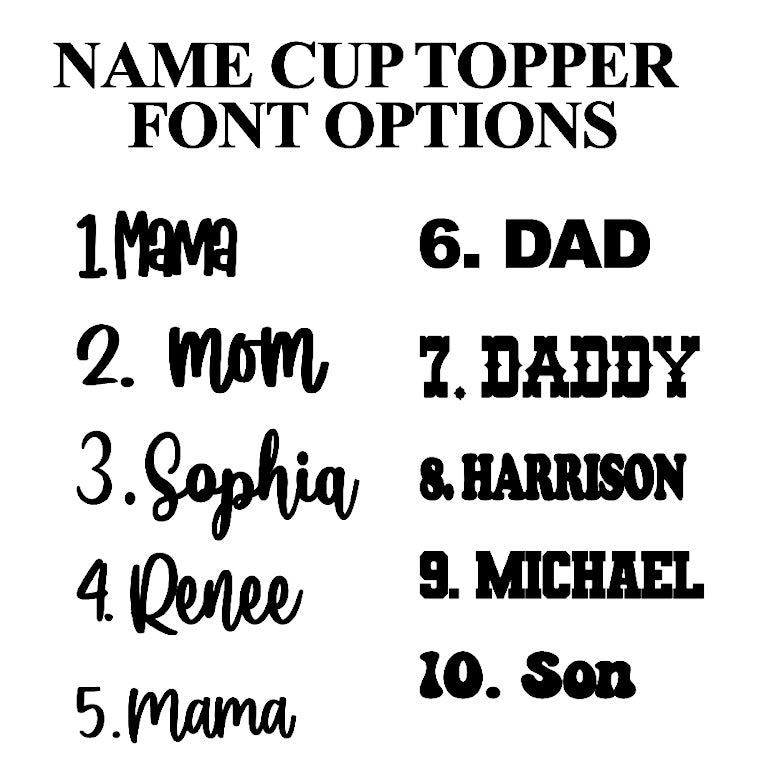 Name cup toppers