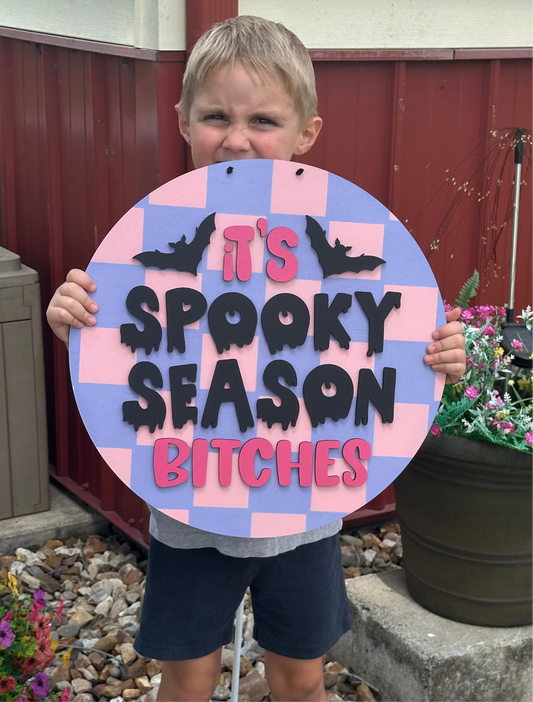 It’s spooky season.....15” checkered print door hanger