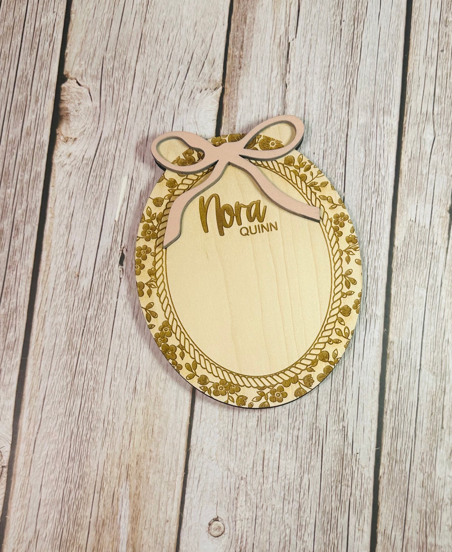 Vintage floral with coquette bow birth stats announcement