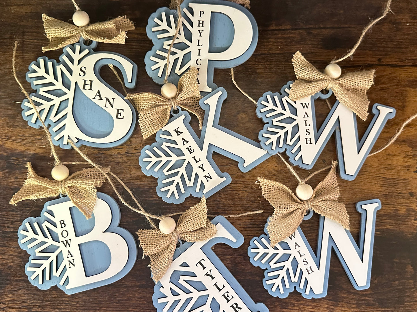 Snowflake initial ornament