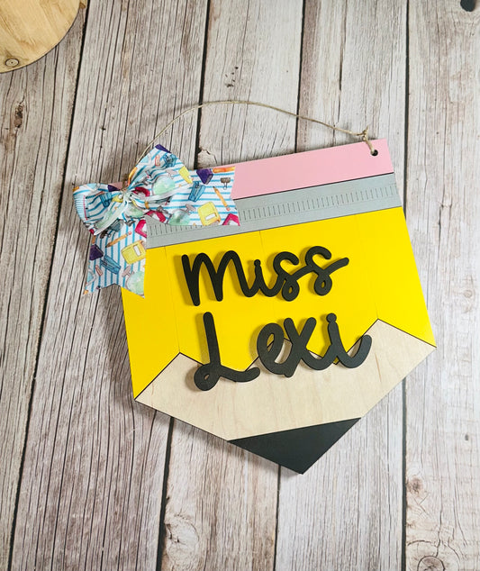 Pencil door hanger for teachers