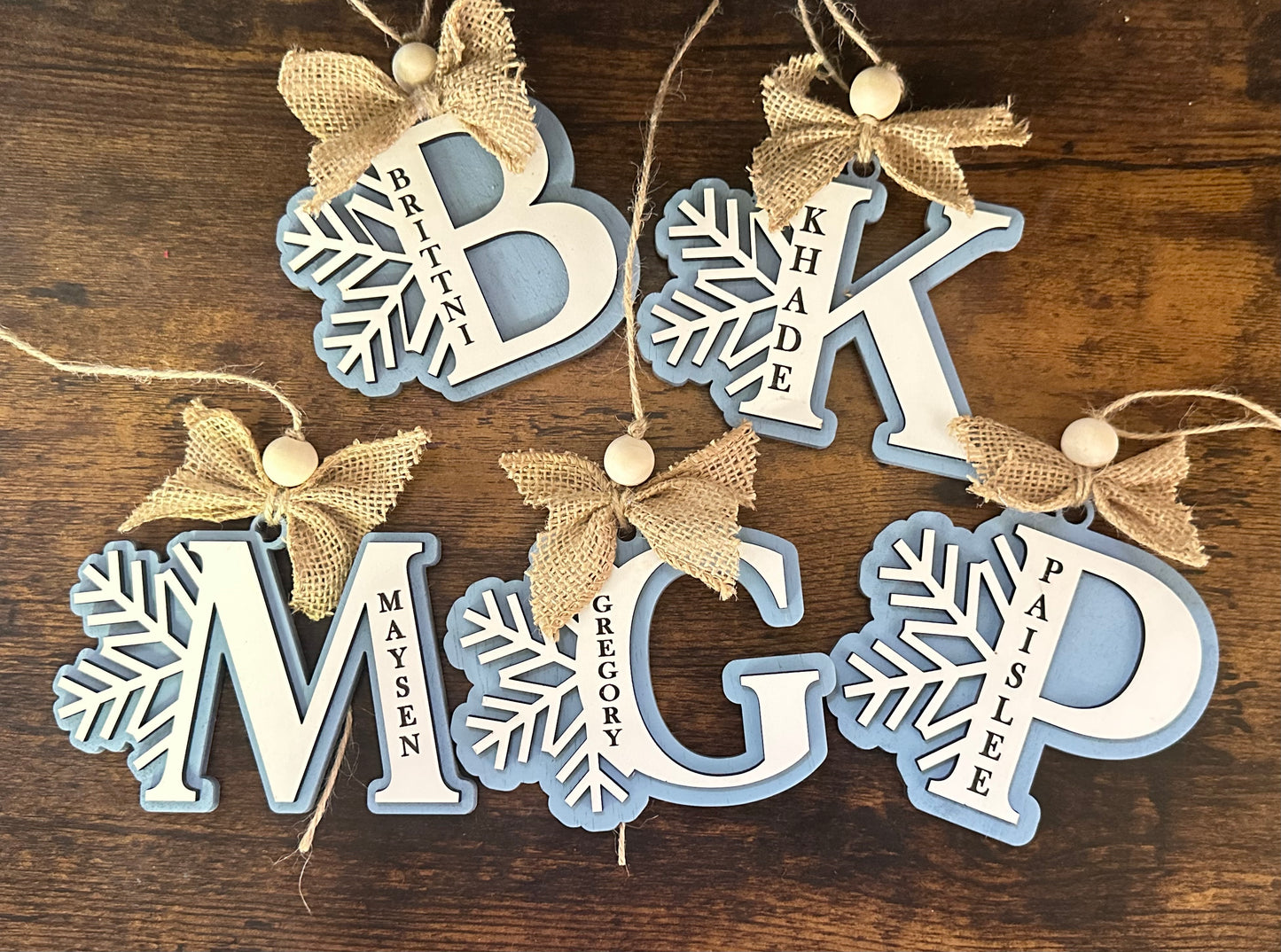 Snowflake initial ornament