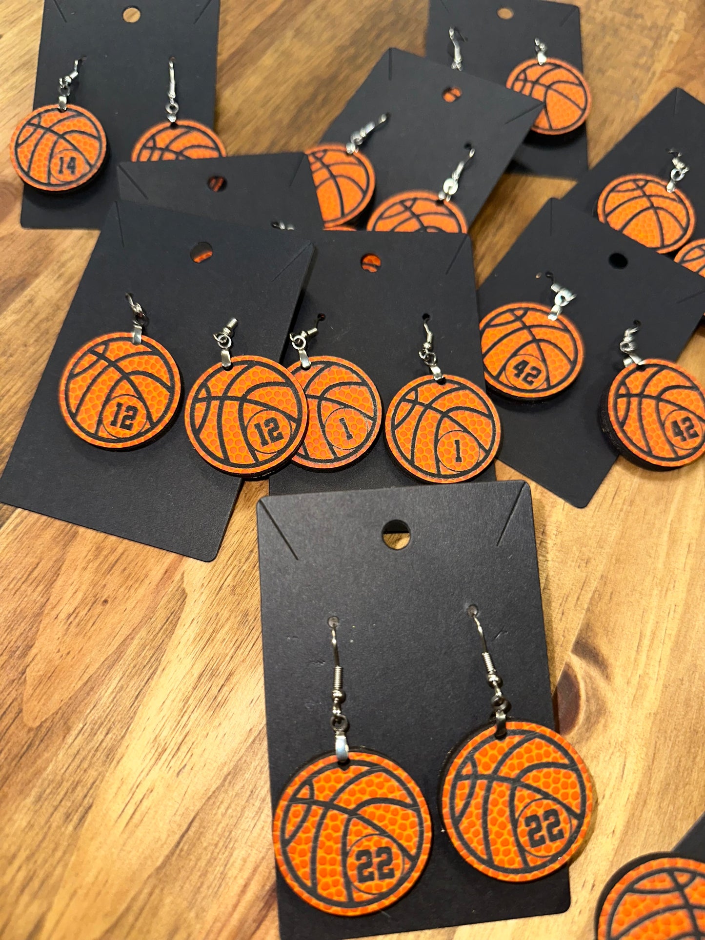 Basketball leather dangle earrings