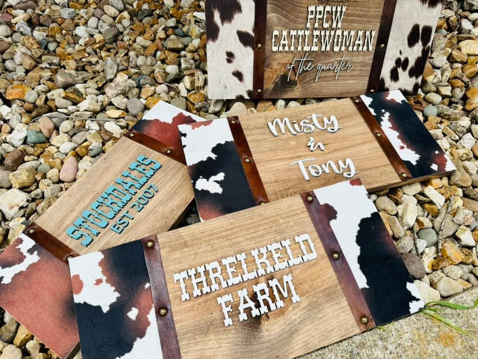 Faux Cow hide plaques