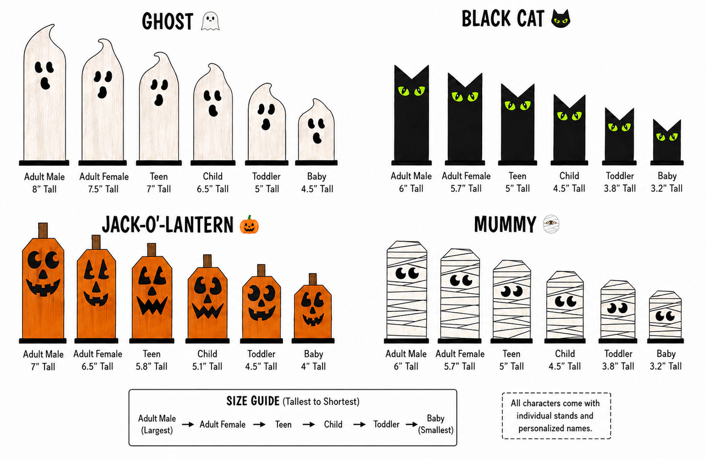 Build your own Halloween family personalized shelf sitters