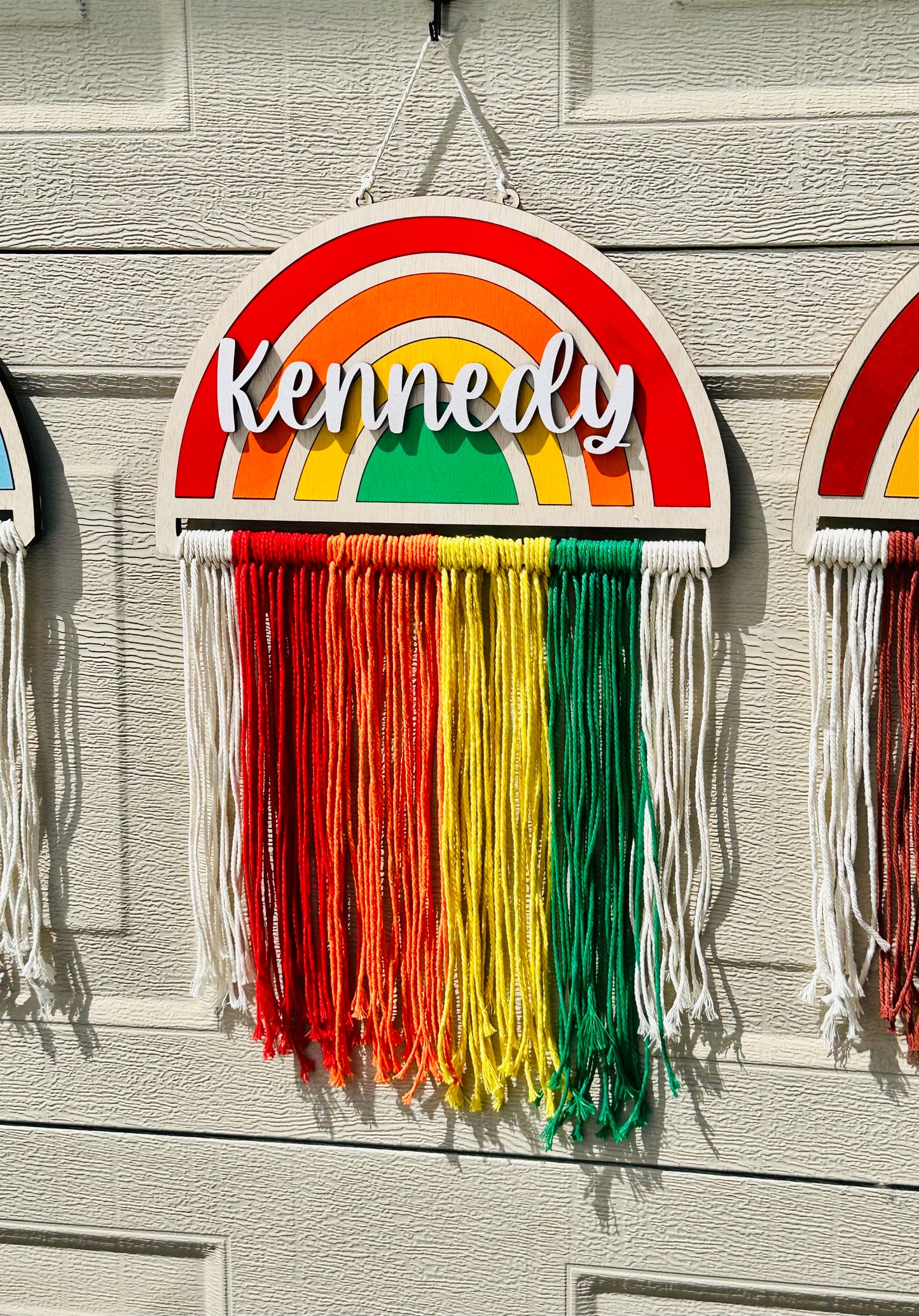 Rainbow Macrame Bow Holder