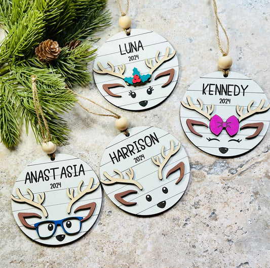 Little reindeer personalized ornaments