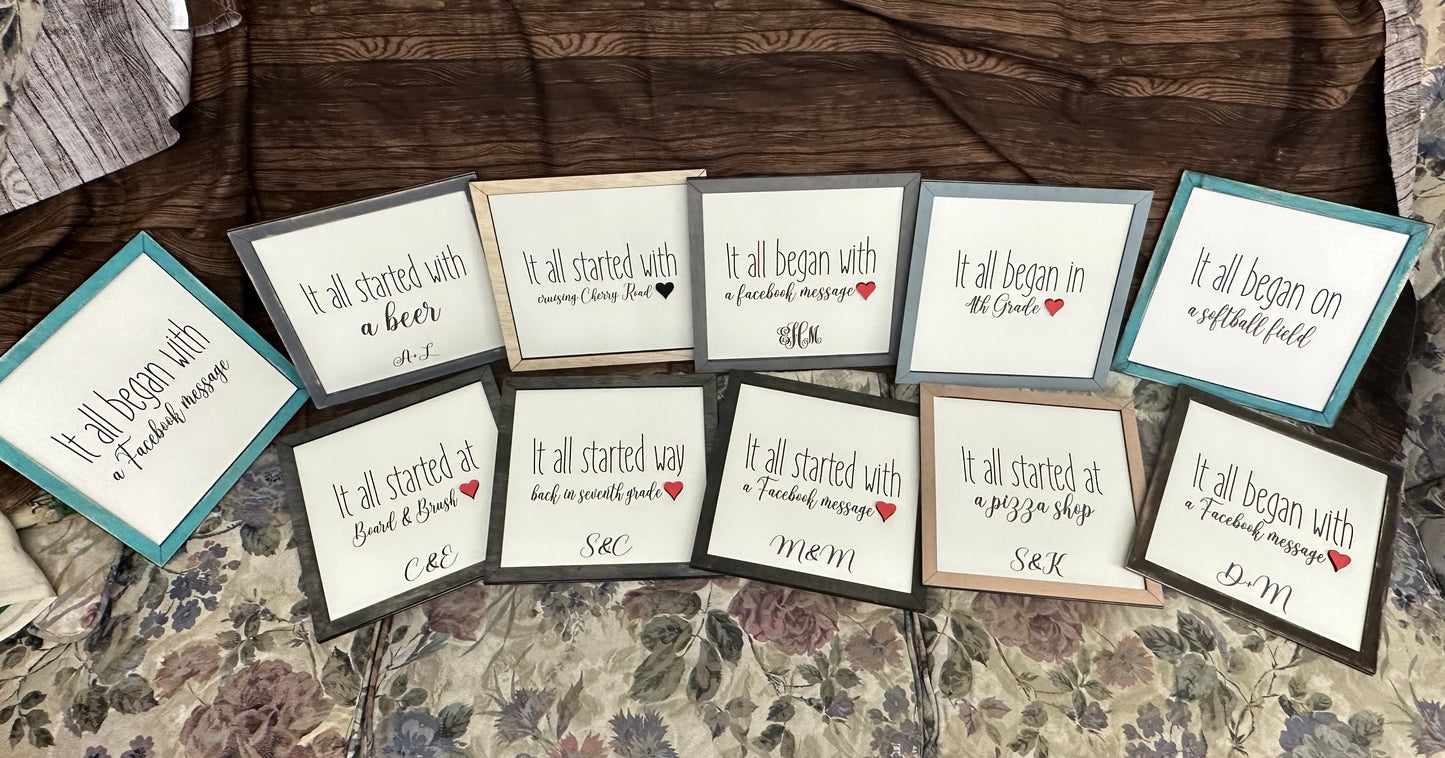 It all began personalized first date plaque