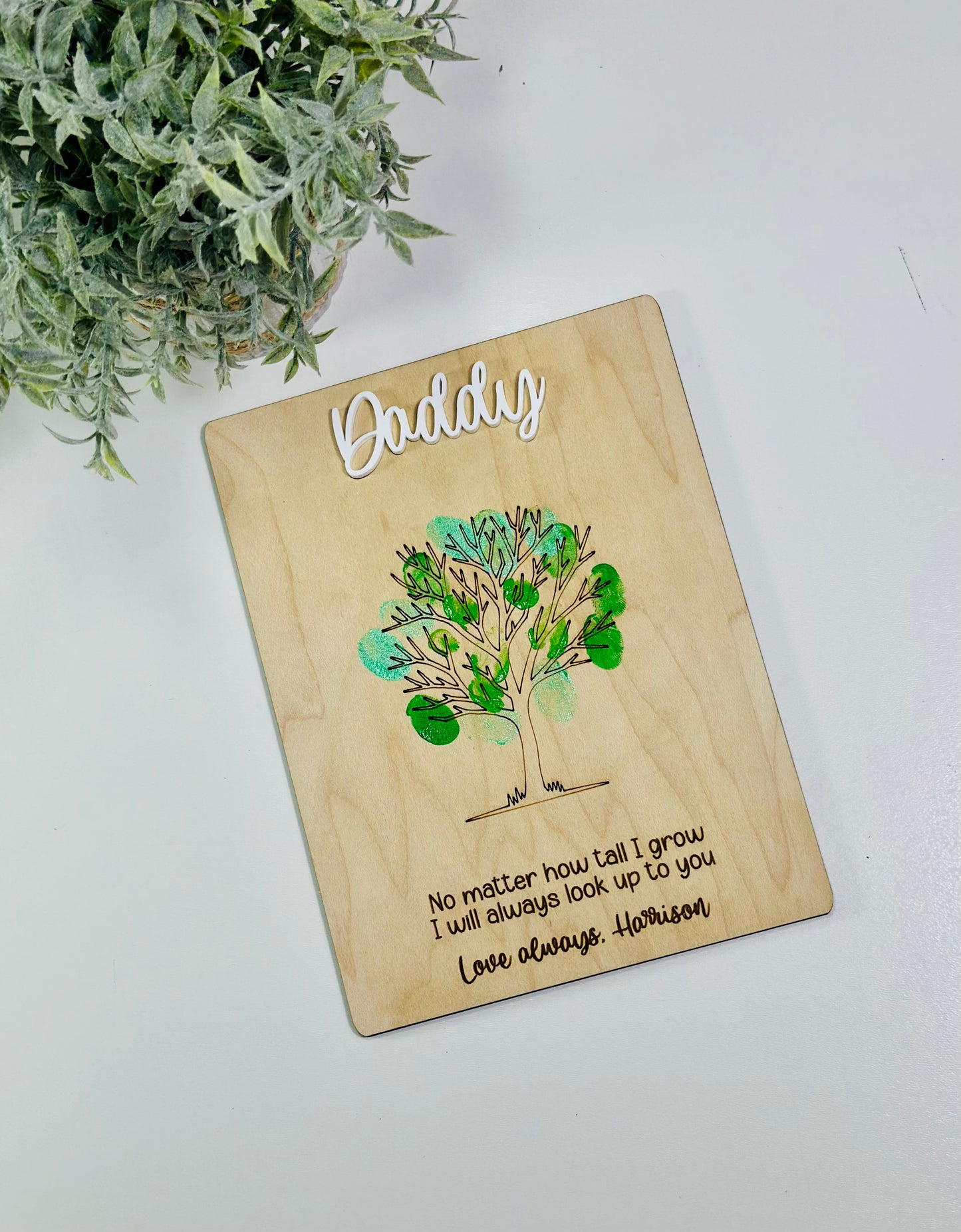 How tall I grow fingerprint tree plaque