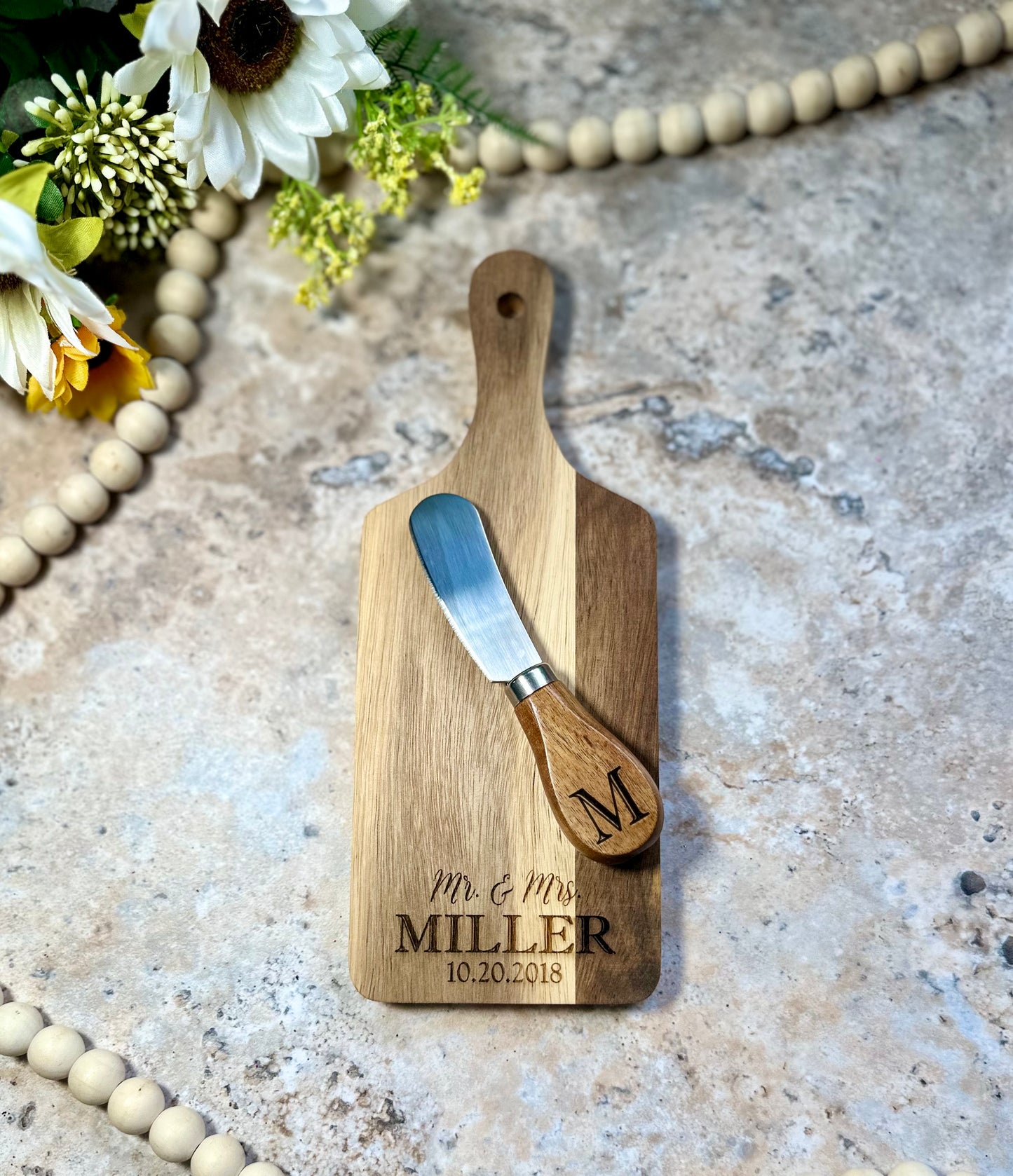 Mini Charcuterie board with cheese knife gift set