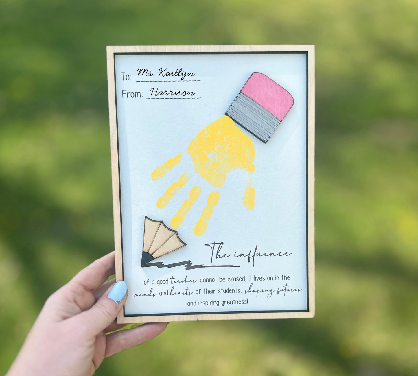 Teacher fingerprints/handprint plaques