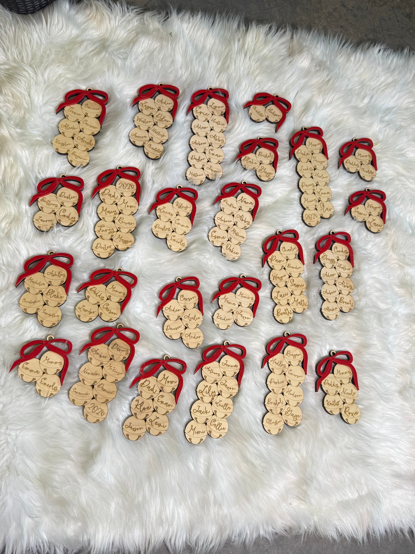 Jingle bells family ornaments