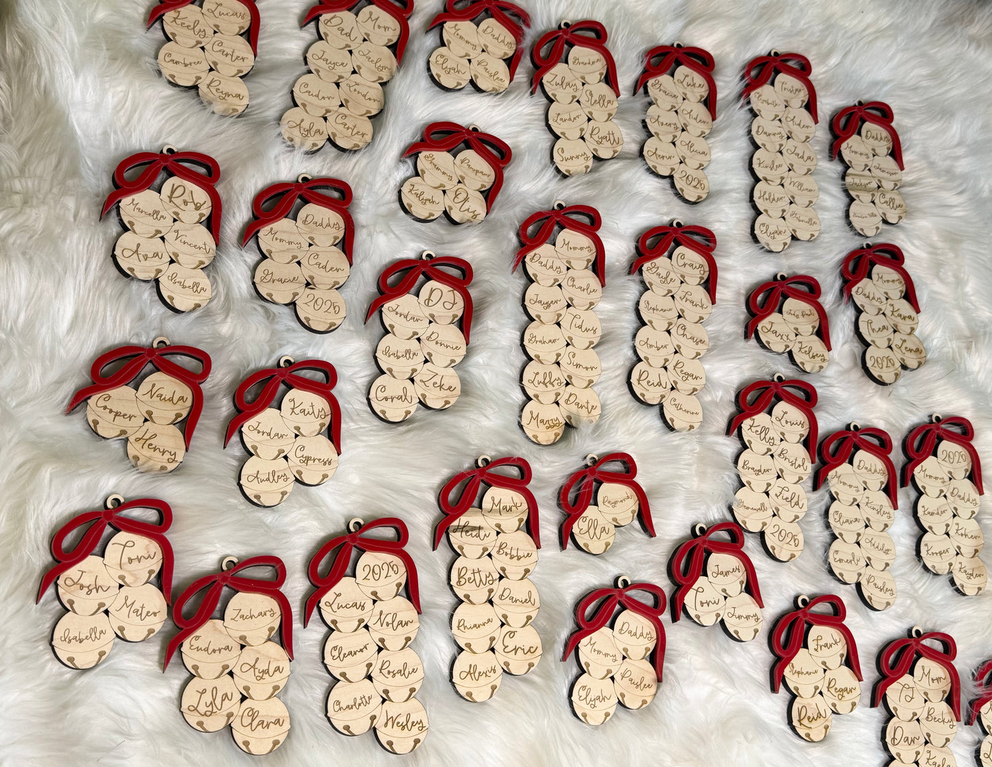 Jingle bells family ornaments